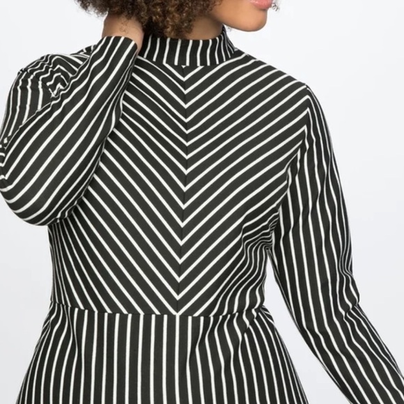 Eloquii Mock Neck Black Stripe Dress 20 - Picture 9 of 9